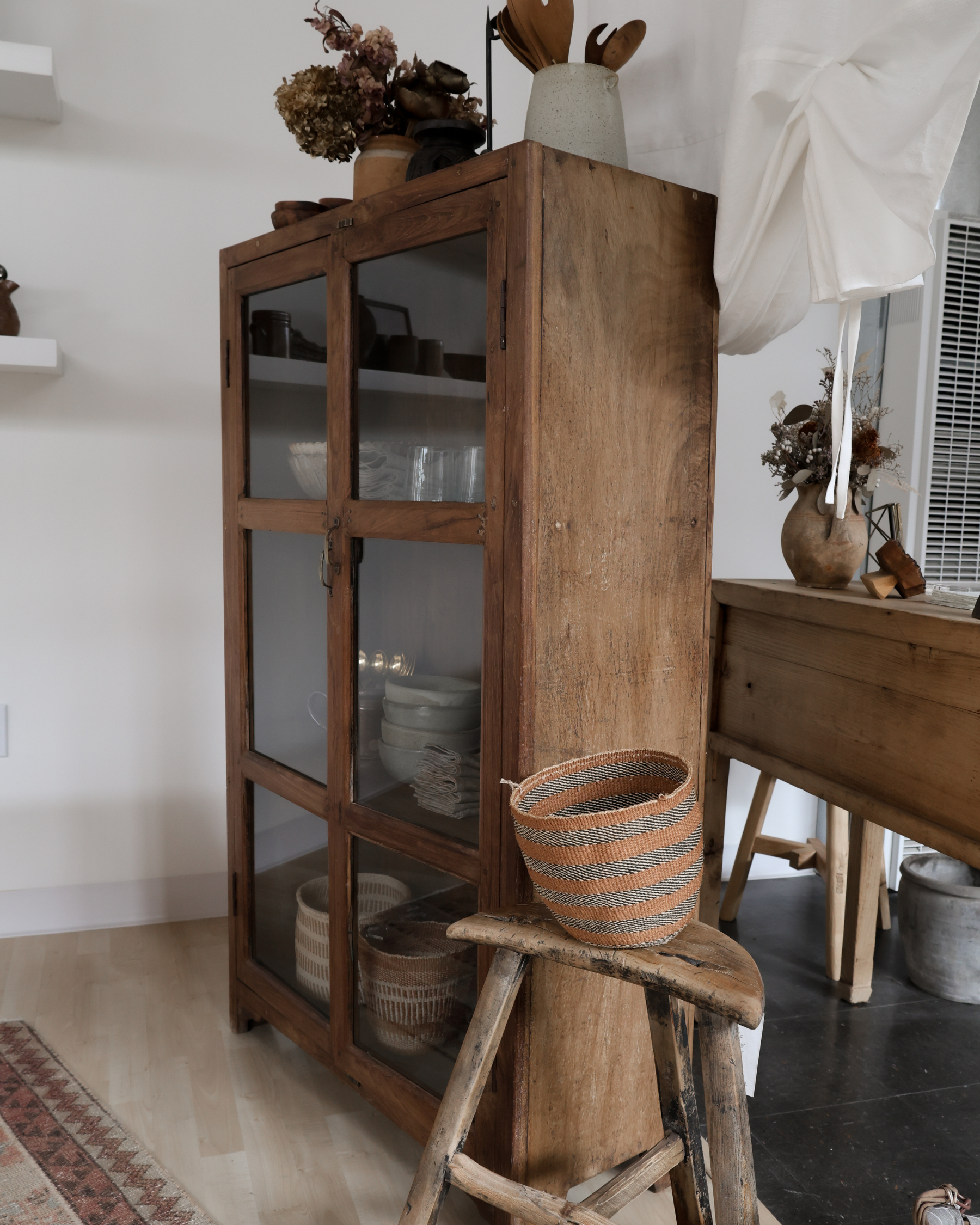 Vintage Wood and Glass Cabinet - I